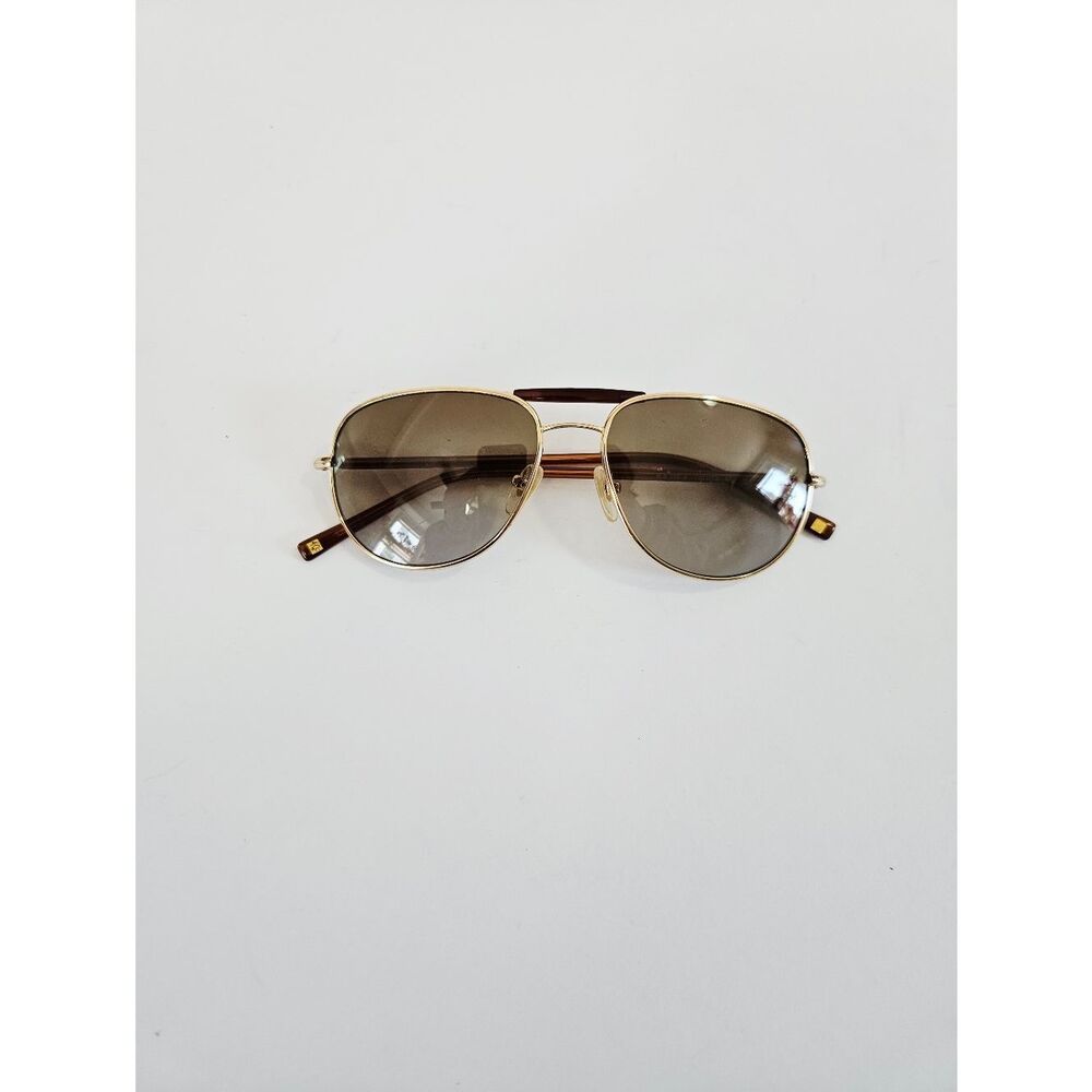 Vintage Brooks Brothers Gold Frame Oversized Aviator Grey Tint Pilot Sunglasses
